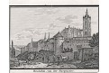 Praha Hradčany od východu, litografie, 1840