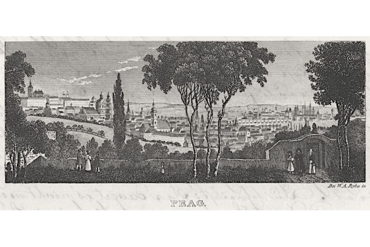 Praha panorama, Ryba, oceloryt, 1847