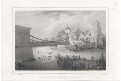 Jaroměř řetězový most, Semmler, litografie, 1845