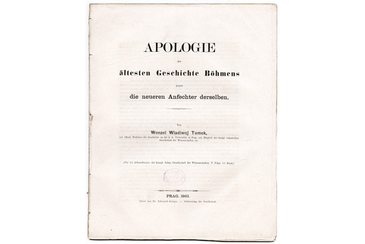 Tomek V.V.: Apologie Geschichte Böhmens, 1863