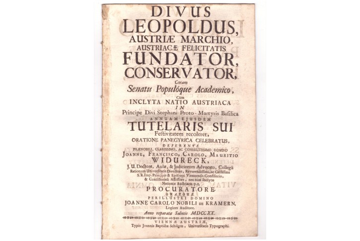 Oslavná řeč na sv. Leopolda, patrona Rak., W. 1720