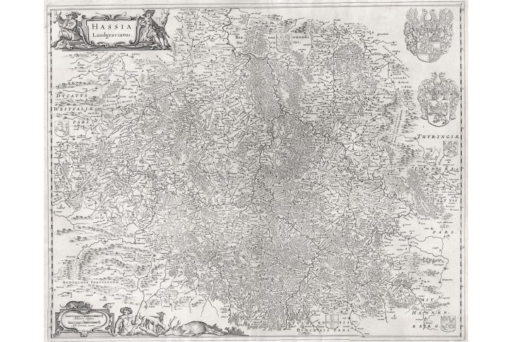 Blaeu G..: Hassia - Hessen, mědiryt, (1650)