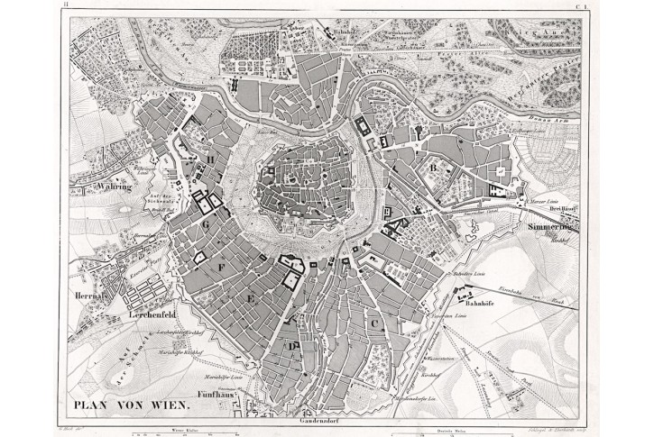 Wien  plán,  Brockhaus, (1849)