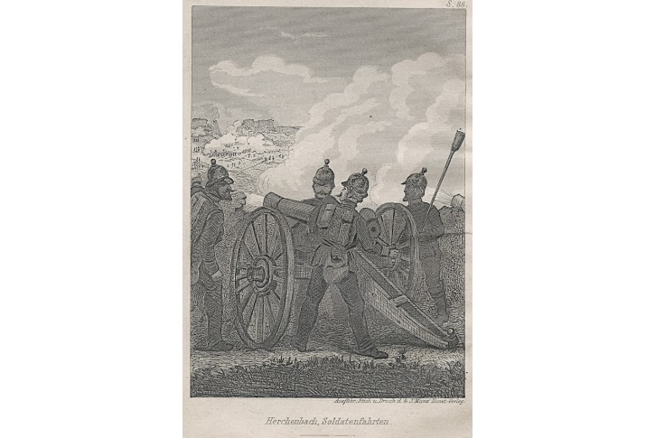 Dělostřelectvo, oceloryt, 1875