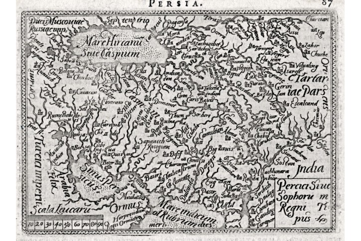 Persia, Ortelius miniatur, mědiryt, 1602