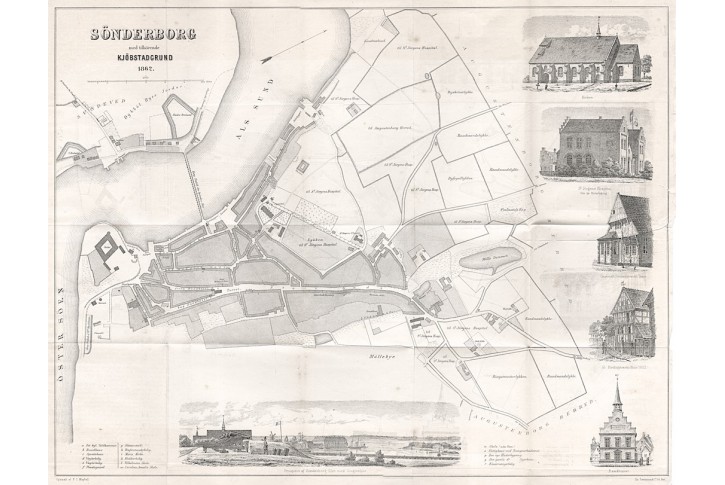 Sønderborg Dánsko, litografie, 1862 