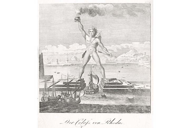 Rhodský kolos, Schrämbl, mědiryt, 1805