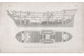 Lod  řez, litografie, (1845)