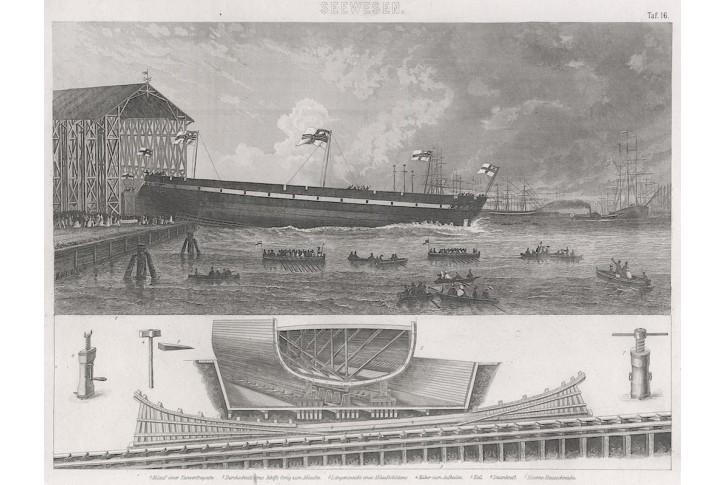 lodě 16., oceloryt, (1860 )