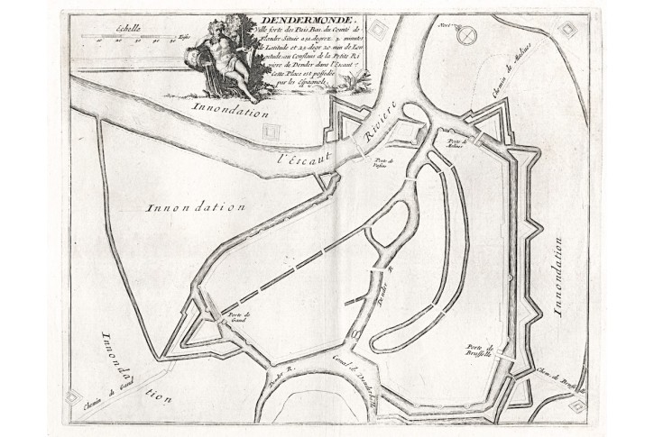 Dendermonde,, N. de Fer, mědiryt, 1705