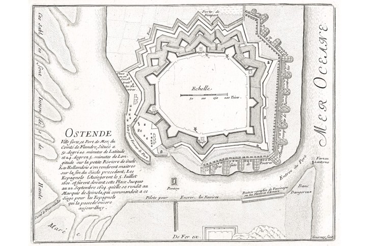 Ostende,, N. de Fer, mědiryt, 1705