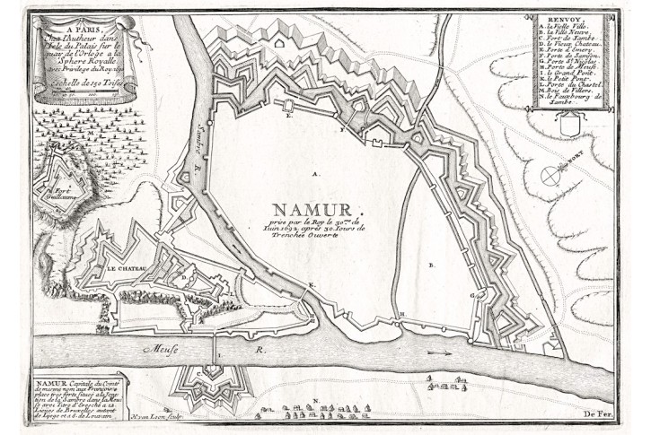Namur, N. de Fer, mědiryt, 1705