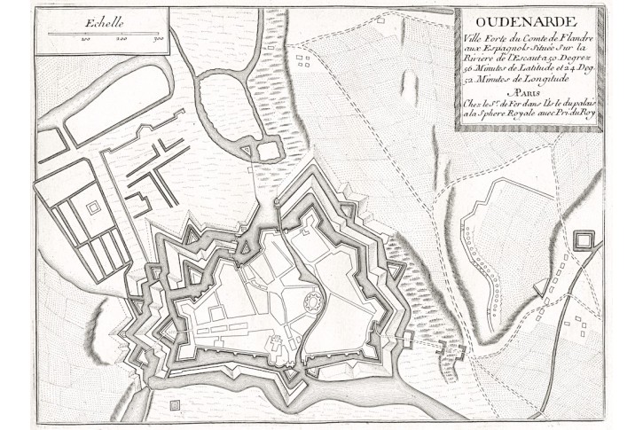 Qudenaarde II, N. de Fer, mědiryt, 1705