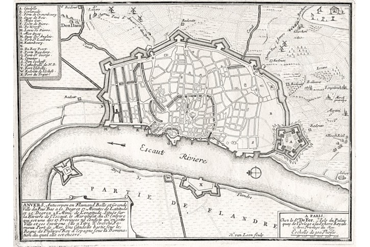 Antwerpen,, N. de Fer, mědiryt, 1705