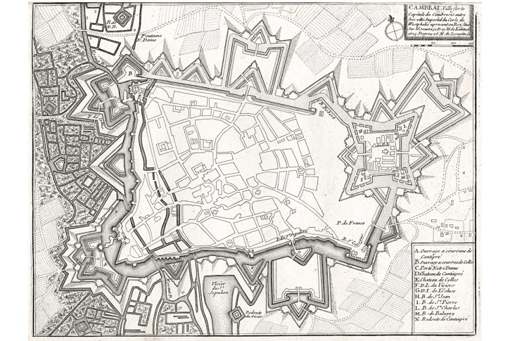 Cambrai,, N. de Fer, mědiryt, 1705