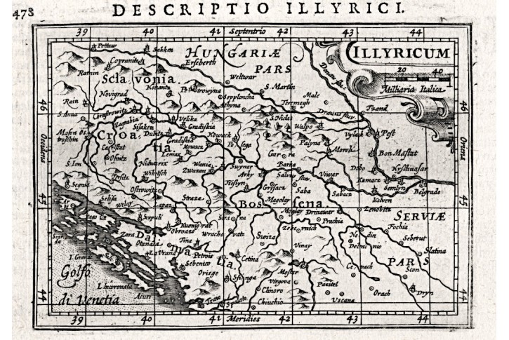 Illyricum, Bertius - Hondius, mědiryt, 1616