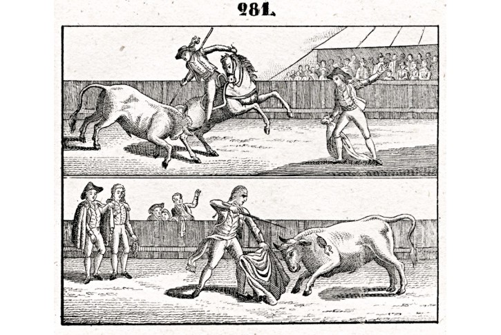 Býčí zápasy, litografie, 1832