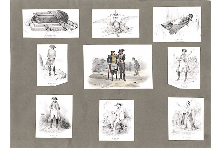 Napoleon scény na života, litografie, (1860)