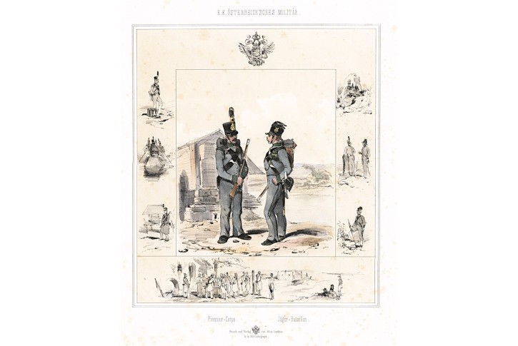 Pionnier corps, Leykum, kolor. litografie, 1851