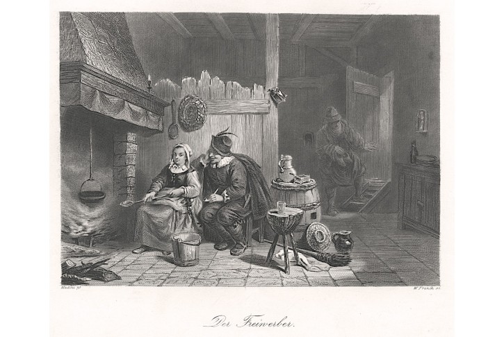 Námluvy, Payne, oceloryt, 1860
