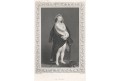 žena v kozichu podle Rubense, oceloryt, 1860