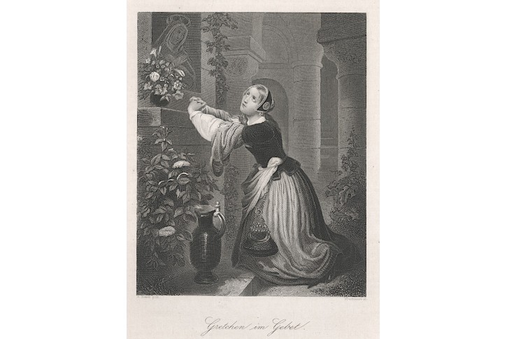 Modlitba, Payne, oceloryt, (1860)