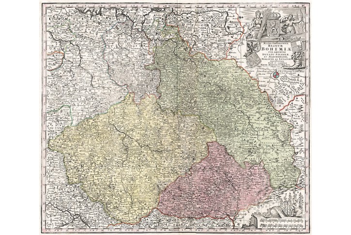 Seutter G.M.: Reg. Bohemiae, kolor. mědiryt, 1740