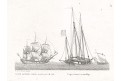 Loď plachetnice II., Baugean, mědiryt , 1814