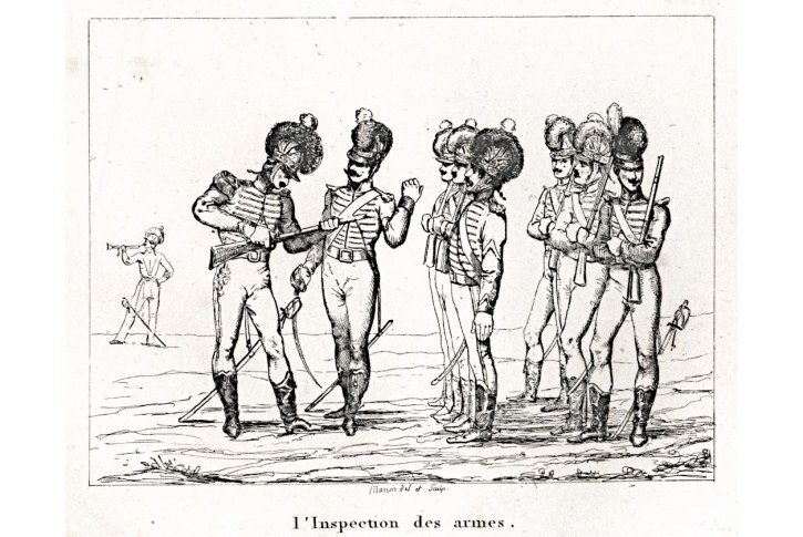 Prohlídka zbraní, mědiryt, 1833
