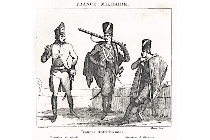 Rakousko vojácií, mědiryt, 1833