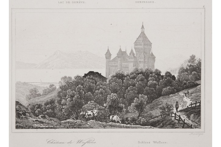 Wuflens Schloss, oceloryt, 1860