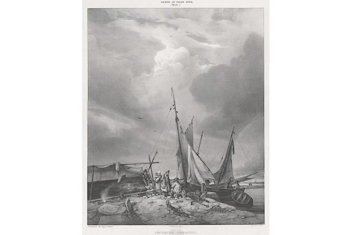 Rybáři, litografie, (1840)