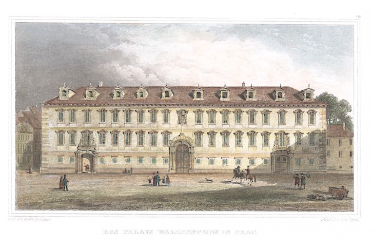 Praha Valdštejský, Lange, kolor. oceloryt, 1841