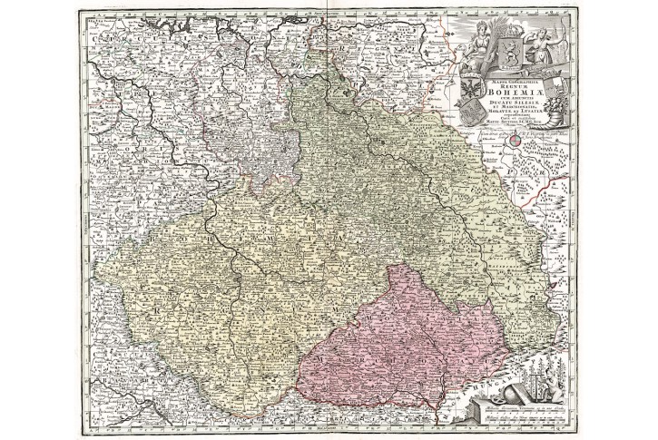 Seutter G.M.: Reg. Bohemiae, kolor. mědiryt, 1740