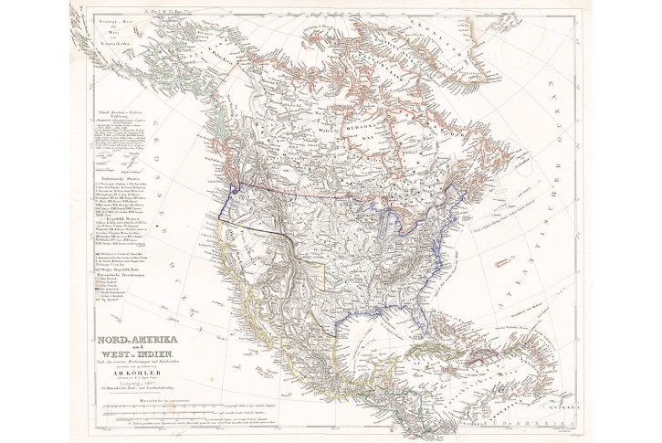 Nord Amerika II., Stein, kolor. oceloryt, 1847