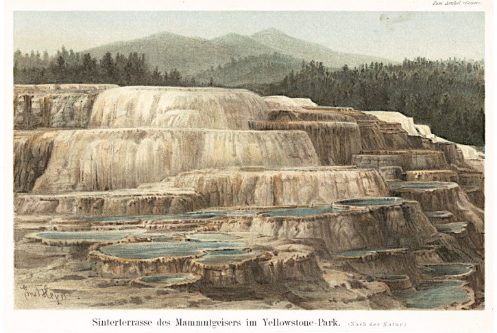 Yellowstone vodopád, chromolitografie, (1890)