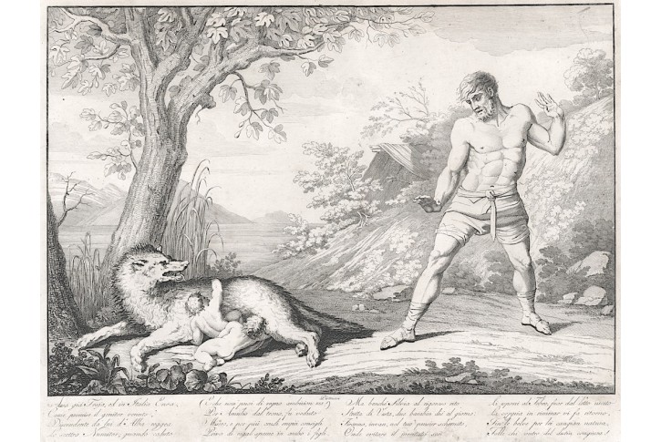 Romulus a Remus, mědiryt, (1800)