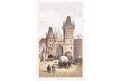Praha Malostranská věž, kolor. litografie, (1870)