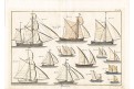 Lodě plachetnice, Diderot,  kolor. mědiryt , 1769