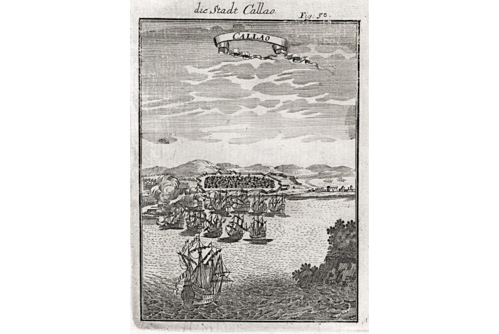 Callao Peru, Mallet, mědiryt, 1719