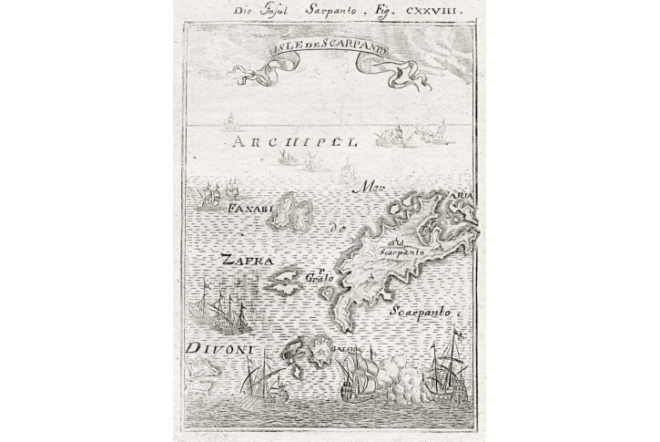 Karpathos, Mallet, mědiryt, 1719