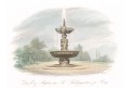 Praha zpívající fontána, kolor. oceloryt, 1841