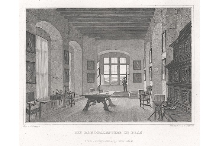 Praha Stavovská kancelář, Lange, oceloryt, 1841