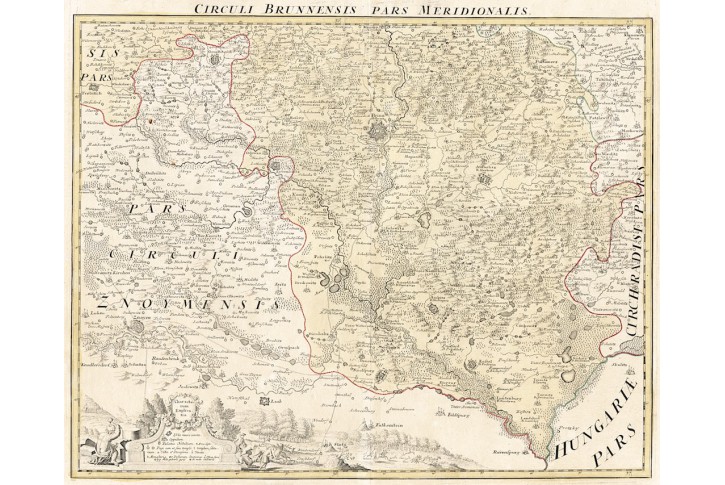 Homann J.B.: Kraj Brněnský jih, mědiryt, 1720