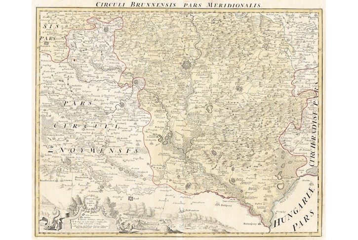 Homann J.B.: Kraj Brněnský jih, mědiryt, 1720