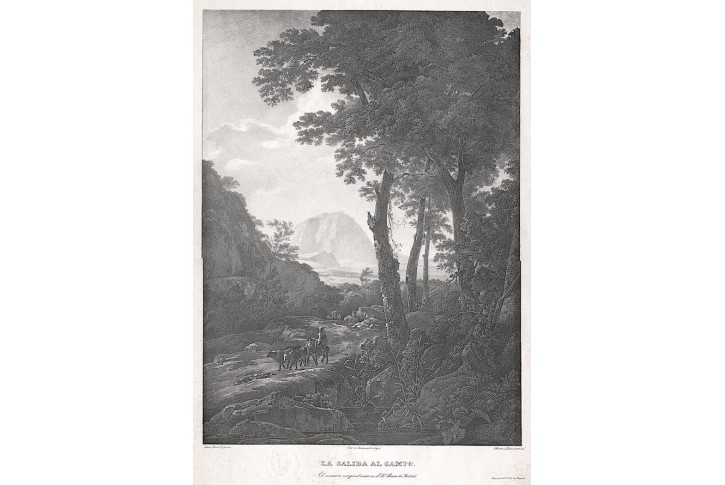Krajina s dobytkem Blanchard, litografie , 1826