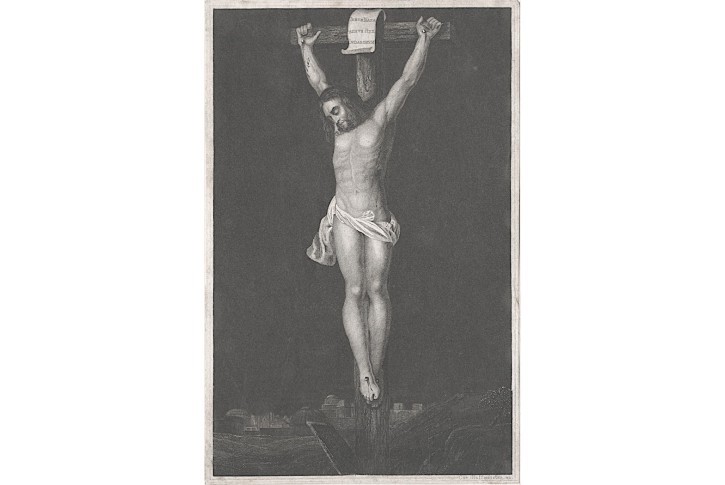 Ukřižování podle Rubense, oceloryt, (1840)