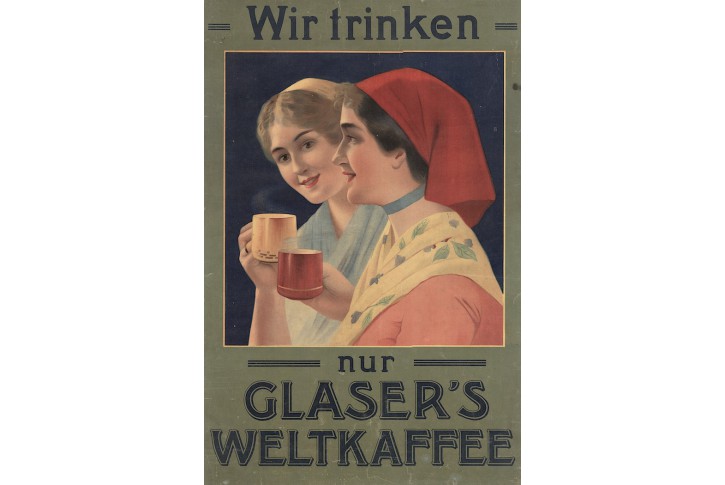 Glaserˇs Welkafee reklama, chromolito, (1920)