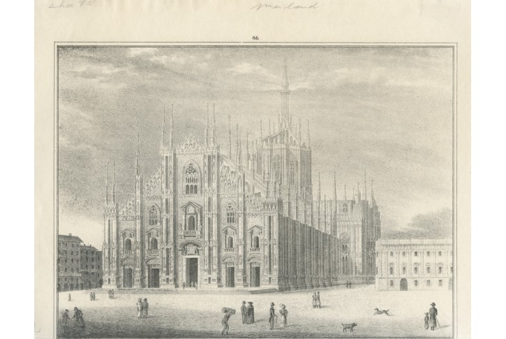 Milano Duomo, litografie, (1840)