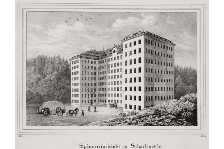 Spinnereigebäude zu Scharfenstein, lito, 1837